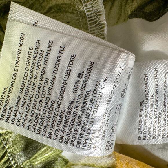 H&M Puff Sleeve Lemon Fruit Print Square Neck Crop Top Size M Cotton Cottage - Picture 5 of 7